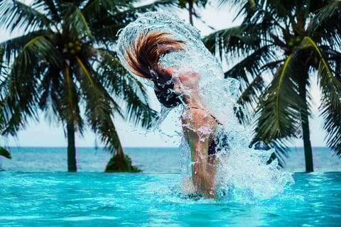 Transgender woman swimming