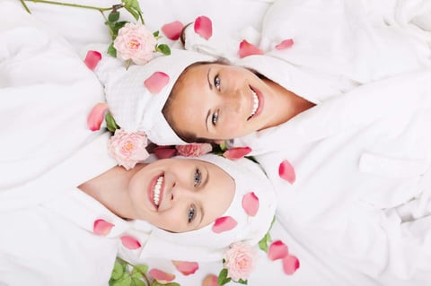 Girlfriends being pampered