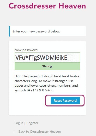 Password Reset Dialog