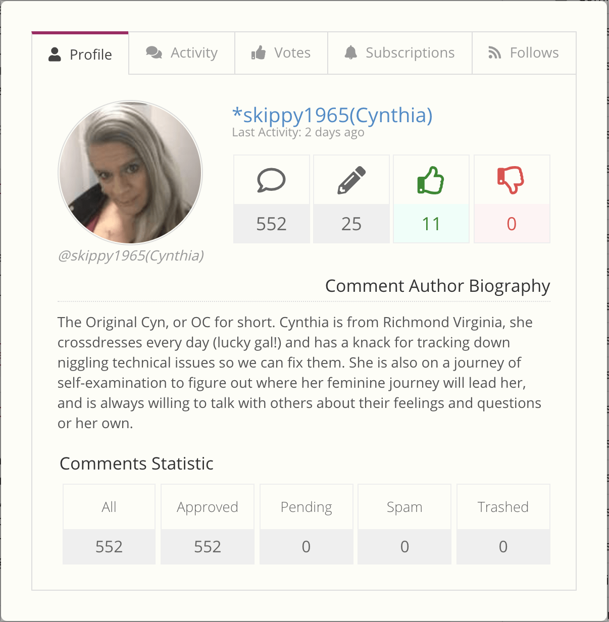 Comment profile