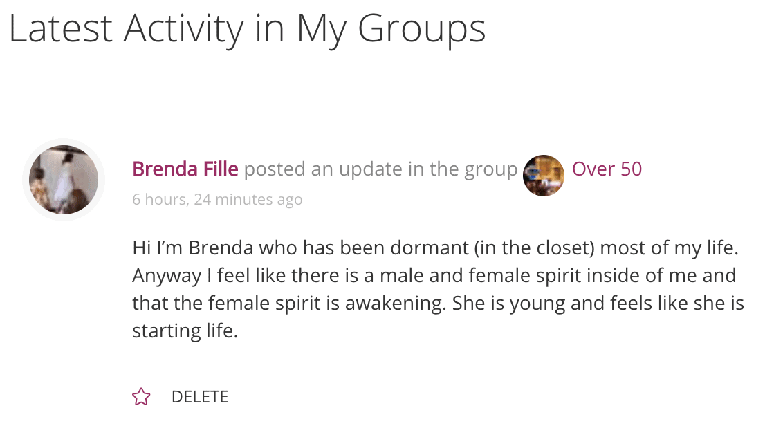 Groups Activity on Home Page