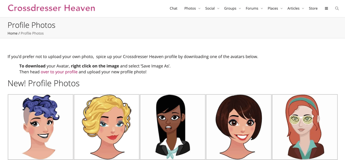 Crossdresser Heaven Profile Photo Avatars
