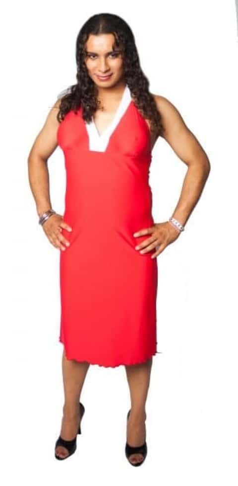 Halter Dress With Breast Forms Pockets Red