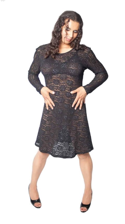 Long Sleeve Lace A-Line Dress